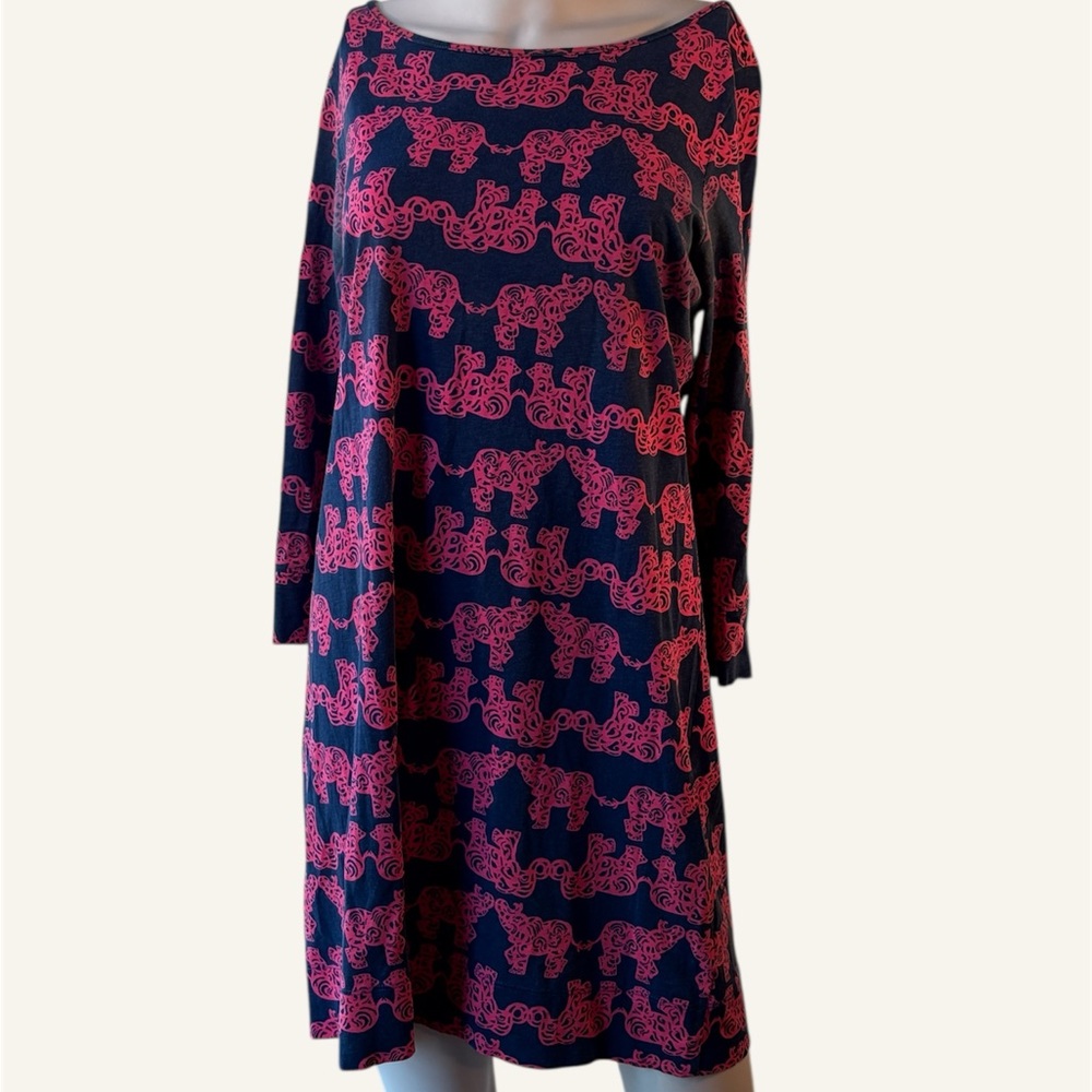 Lilly Pulitzer Pink Navy Elephant Print Dress Size Medium